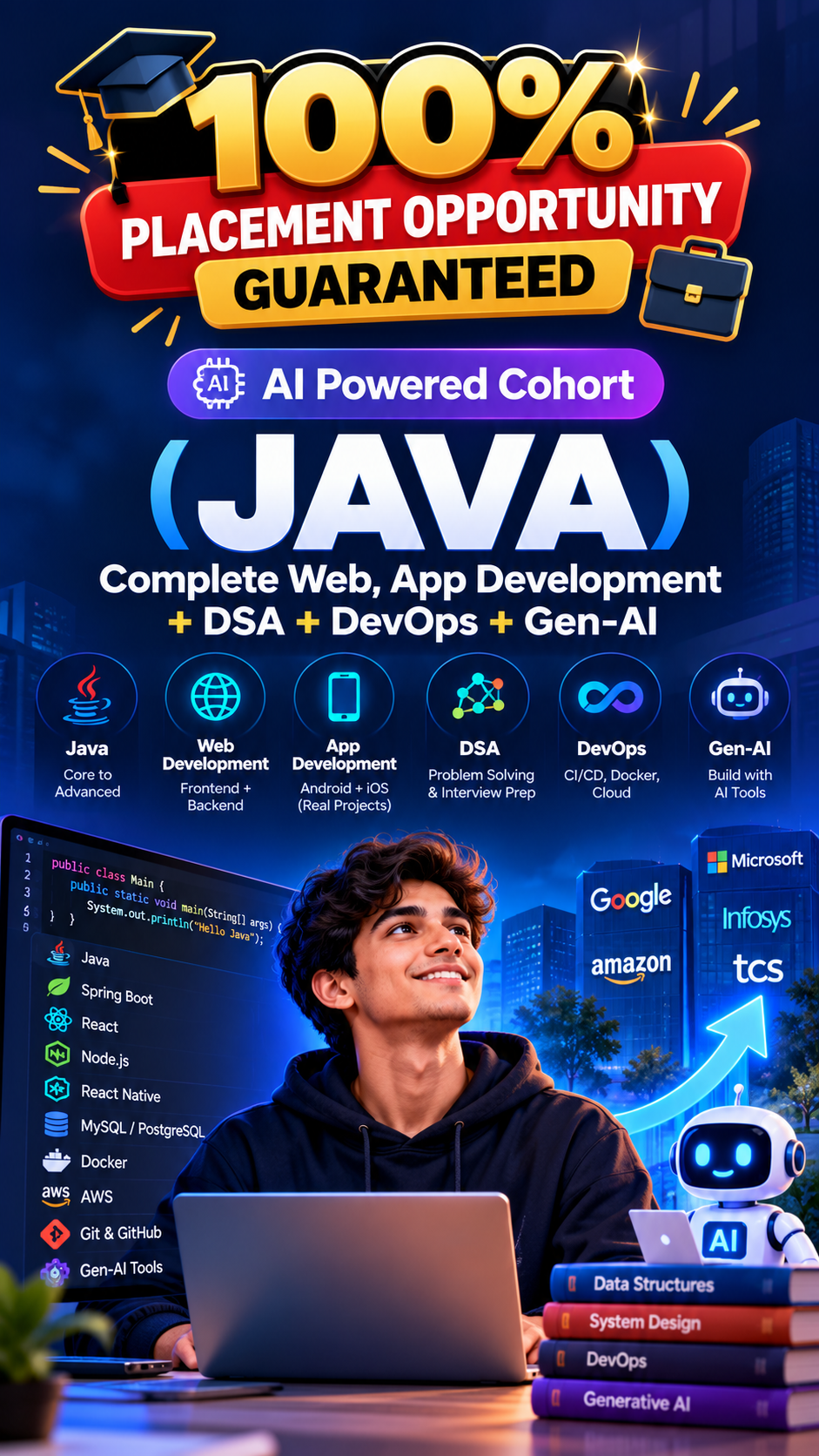 AI Powered Software Engineering Cohort (JAVA): Complete Web, App Development + DSA + Devops + Gen-AI